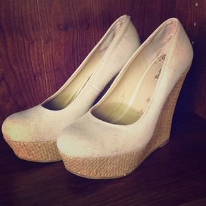 Cream colored wedge heels